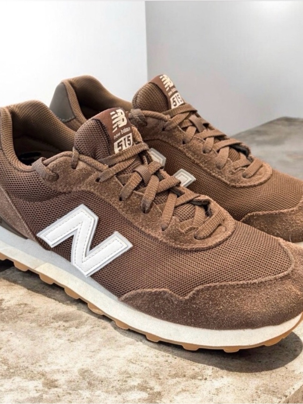 New Balance Brown and White Men's Retro Runner Sneakers